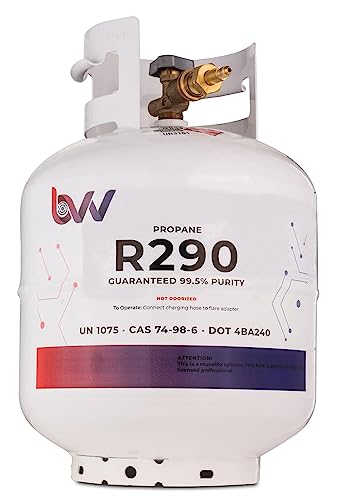 Best Value Vacs High-Purity 20LB Propane Tank R290 - USA-Sourced Propane Fuel - Guaranteed 99.5% Purity - Brass 1/4 JIC Flare Adapter-Brass / 1/4' JIC Flare