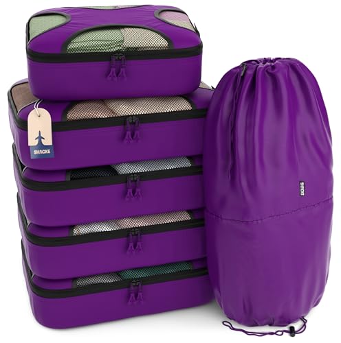 Shacke 6 Set Packing Cubes for Travel - Compression Packing Bags/Travel Organizer - Luggage Organizer Bags for Traveling - Travel Essentials for Women - Cruise Must Haves Packing List (Orchid Purple)