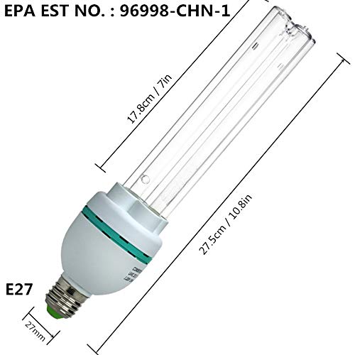 U-V-C Light 253.7nm Wavelength Bulb Lamp 36 Watt E27 Screw Socket 110 Volt - Thumbnail 7