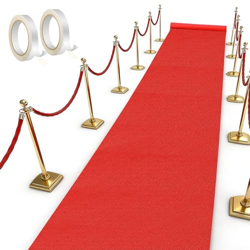 YuLiMirich Tapis de couloir rouge - Tapis d'événement - Tapis de mariage - Tapis d'événement VIP - Antidérapant - Tapis de réception avec ruban pour mariage, fête, couloir - 1 x 10 m
