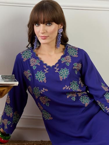 Image of INDO ERA Womens Viscose Rayon Printed Kurta Pant Set