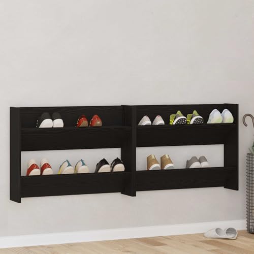 Zapatero de pared negro y roble pack de 2 unidades de 80x18x60 cm 3