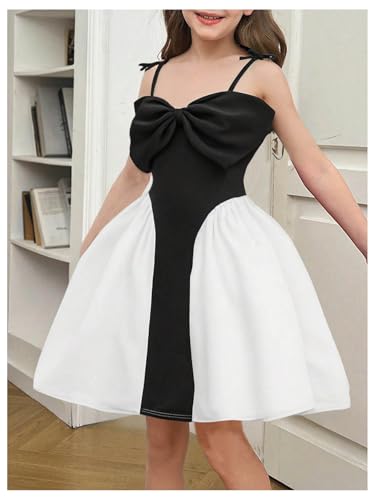 GORGLITTER Girl's Dresses Bow A Line Ruffle Sleeveless Cute Tie Shoulder Princess Cami Mini Dresses2