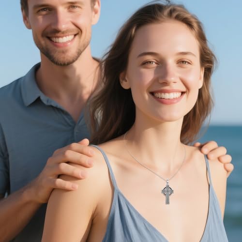 Celtic Cross Necklace Sterling Silver Celtic Cross Pendant Cross Jewelry Gifts for Women Men3