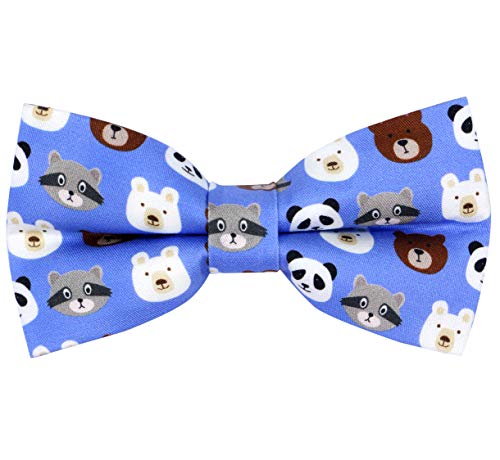OCIA Cotton Cute Pattern Pre-tied Bow Tie Adjustable Bowties for Adult & Children Bearfaces