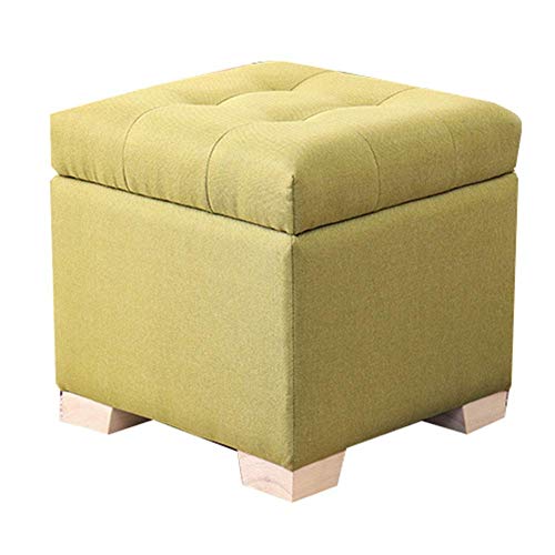 PUTHLLA Pouf poggiapiedi Contenitore Quadrato poggiapiedi sgabelli Scarpe bauli Porta Giocattoli Seduta Imbottita in Legno massello poggiapiedi Soggiorno, 6 Colori (Colore: Verde # A, Dimensioni: 4