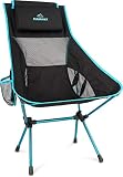 normani Outdoor Sports Ultraleicht Tragbar Klappbar Campingstuhl Klappstuhl Faltbar Outdoor-Stuhl mit Tragetasche Angelstuhl Strandstuhl aus Aluminium bis 150 kg belastbar Farbe Hellblau