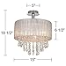 Possini Euro Design Jolie Luxury Ceiling Light Semi-Flush Mount Fixture Chrome Sheer Silver Fabric Drum 15