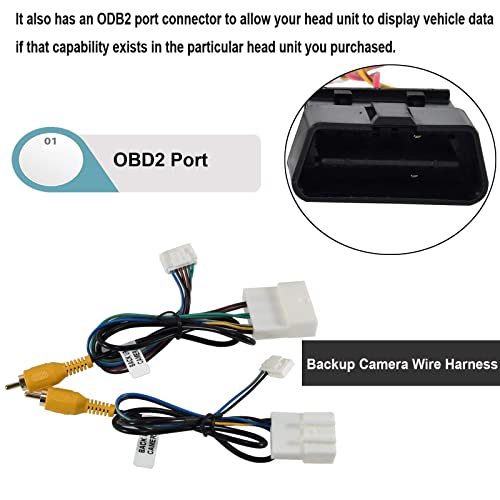 Red Wolf Hrn-Rr-To2 T Harness Car Radio Factory Integrate Wiring Adapter For Toyota 2012-2019 Non Jbl System Retain Steering Wheel Control Amp Interface Fit Meastro Ads-Mrr Module Aftermarket Stereo #TOP4