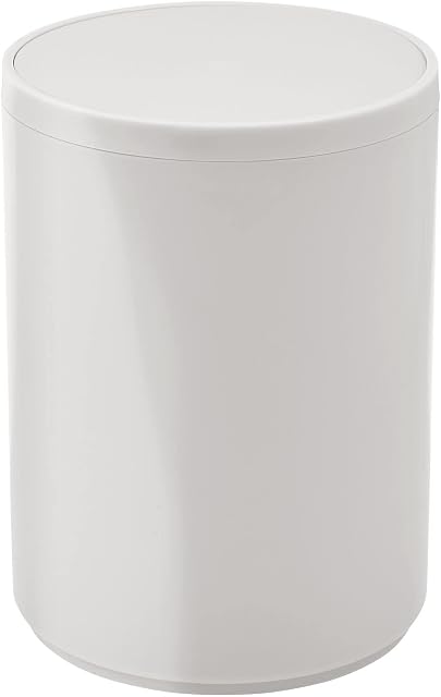 mDesign Swing Lid Bathroom Bin  Small Round Rubbish Bin for Bathroom or Bedroom  Practical Small Waste Bin with Swing Lid  19.1 cm diameter x 21.2 cm  Light Grey