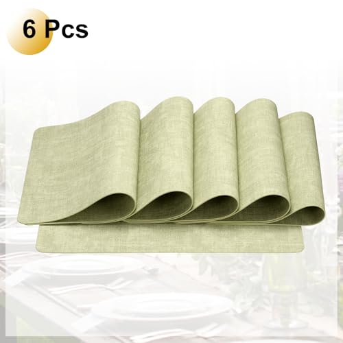 Sets de table en cuir synthétique vert imperméables pour protéger votre bois