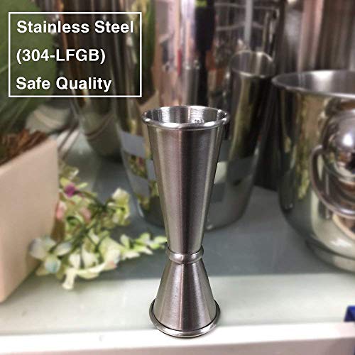 Image of BIRDBRID Stainless Steel Jigger with Precision Bottle Pourer Barware Accessories Bar Accessories Barware Essentials Cocktail Jigger Silver Finish 30ML and 60ML Pack of 2 pcs Set