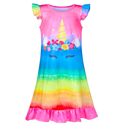 Image of Girls Nightgowns Unicorn Sleepwear Night Sleep Dress Pajamas Little Kids Toddler Soft Nightgown