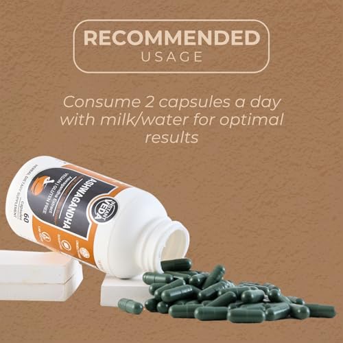 Image of Ashwagandha Capsules | 5% Withanolides | 100% Pure Root Extract | Stress Relief, Energy & Immunity Booster, Performance & Recovery Support | For Men & Women | 60 Capsules