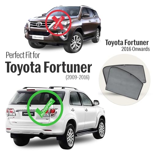 Image of Autofact Car Sunshades for Toyota Fortuner (2009 to 2015), UV Protection, Useful Car Accessories, Custom fit Sun Shades for Side Windows, Set of 6