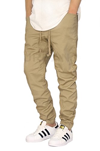 Victorious Men's Black Twill Drop Crotch Jogger Pants
