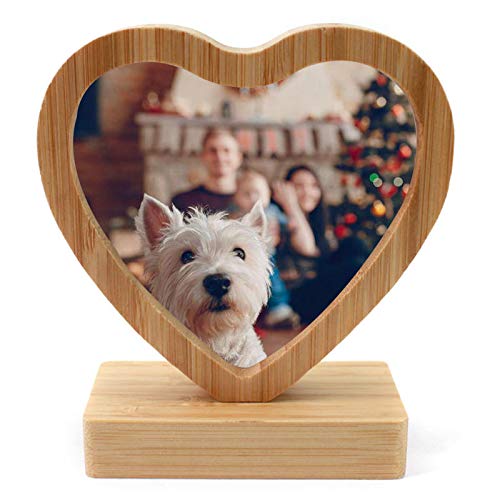Cornice In Legno Personalizzata Per Cane | Incisione 'No Longer By My Side But Forever In My Heart' | Formato 12,7x17,8 Cm | Aggiungi Nome