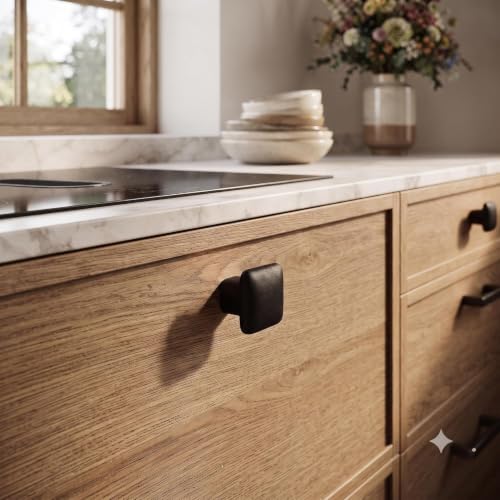 Image of JAGGER JAG401 Drawer Knobs for Home & Office - Durable and Elegant Stainless Steel Door Knob for Cabinets, Cupboards & Dressers (2, MATT Black (Square))