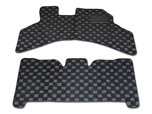 ハイゼットカーゴ マット カスタム パーツ DX スペシャル用 中期型 S321V S331V フロアマット チェック柄 ブラック/グレー H23.12〜H29.10