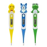 Pepultech Digital Thermometer for Adults & Kids, Cartoon Design Oral Thermometer for Babies, Accurate Body Temperature Reading in 60 Seconds,with Fever Alert Sound Feature - 3 Pack