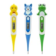 Digital Thermometer for Adults & Kids, Cartoon Design Oral Thermometer for Babies, Accurate Body Temperature Reading in 60 Seconds,with Fever Alert Sound Feature - 3 Pack