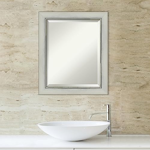 Image of Framed Vanity Mirror | Bathroom Mirrors for Wall | Flair Silver Patina Mirror | Wall Mounted Mirror | Small Mirror | 24.00 x 20.00 in.