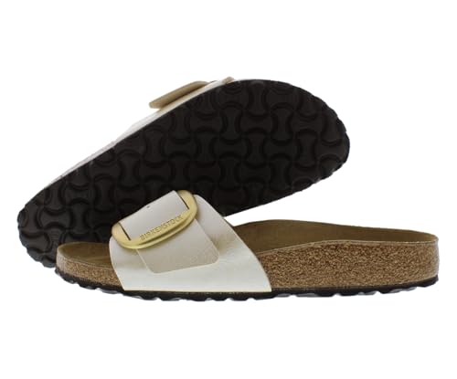 Birkenstock Madrid Big Buckle Narrow Unisex Shoes Size 8, Color: Graceful Pearl White/Dirty Beige