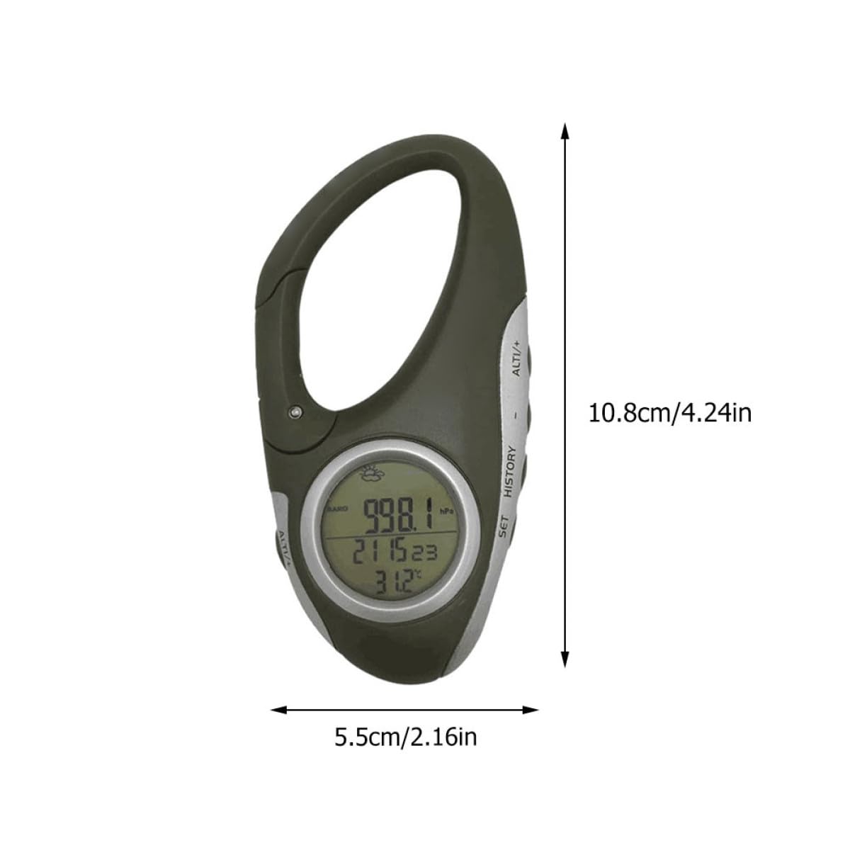 BESPORTBLE 3 Pezzi Altimetro Portatile Termometro da Pesca Altimetro Alpinismo Termometro da Alpinismo Moschettone Termometro Termometro Portatile ABS Alpinismo Orologio Elettronico