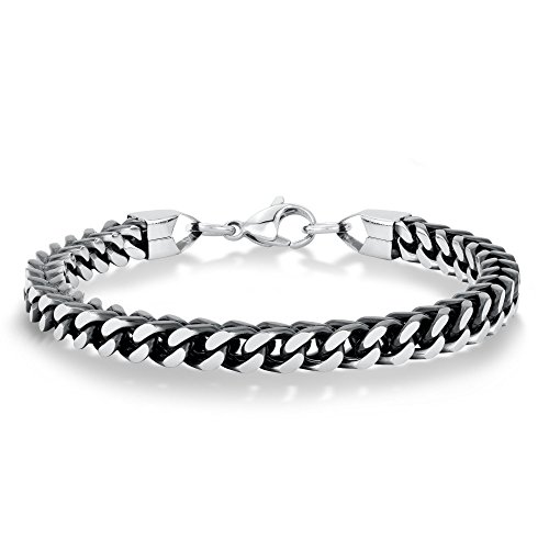 Reeds Men's Stainless Steel Square Chain Bracelet