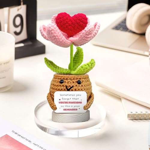 Gossby Handmade Positive Heart Flower Crochet with 'Sometimes You Forget You're Awesome Reminder' Card - Encouragement Gifts for Friend - Cute Inspirational Birthday Gift for BFF Sister Coworker Women by Gossby - Used condition - Image 7