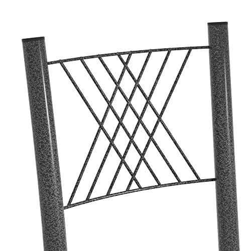 Conjunto Mesa com 6 Cadeiras Tampo de Granito Topázio Sara  Preto Liso/Martelado Prata