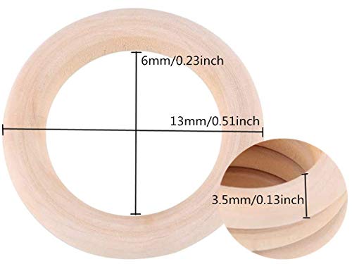 Image of 100PCS Natural Wooden Craft Rings 13mm /0.51inch Unfinished Wood Loop Circle Pendant Connectors Jewelry Making Accessory