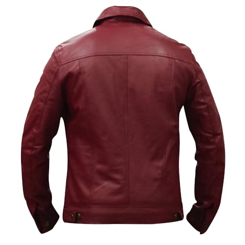Image of Men's Genuine Leather Trucker Jacket Vintage Motorcycle Black Western Biker Slim Fit Trucker Jacket