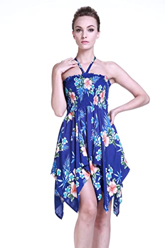 Image of Matchable Family Hawaiian Luau Men Women Girl Boy Clothes in Hibiscus Blue