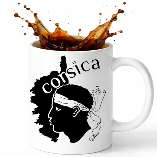 Générique Mug Corse - Tasse Corsica 325 ml - Idée Cadeau Anniversaire, Fêtes, Noël - Mug Blanc Imprimé en France