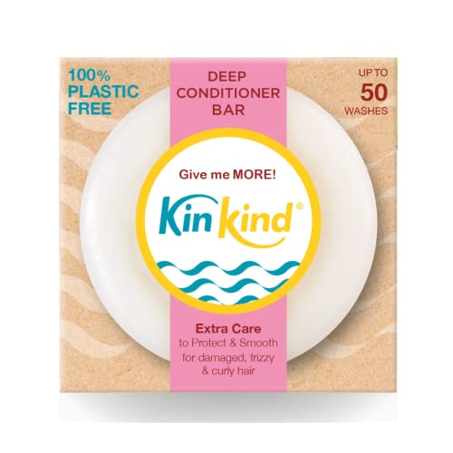 KinKind Deep Conditioner Bar. Give me MORE! Hair Conditioner Bar with Extra Care & Protection for Curly Damaged & Frizzy hair. Ideal Curly Hair and Leave-In Conditioning. Vegan. UK made. 50 washes