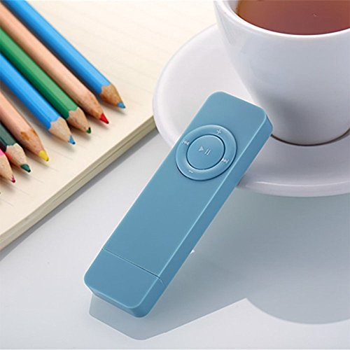 Pasuihcay Portable USB Sport U Disk Mini Mp3 Music Player Support 32GB TF Card?Blue?