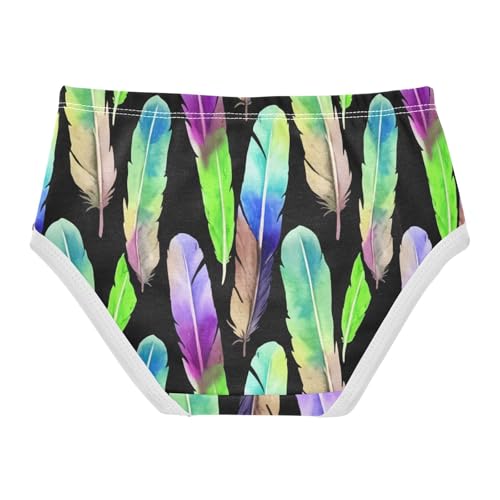Durable Girls Underwear Toddler 2t Cotton Little Girl Panties Watercolor Green Feathers Black Undies Kids Briefs2