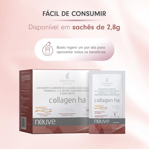 MANTECORP - Nutracêutico Nouve Collagen HA Nova Fórmula - Colágeno Verisol, Suplemento Nutricional S