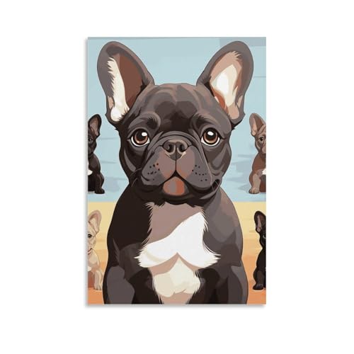 Peinture bouledogue français décoration murale bureau chambre