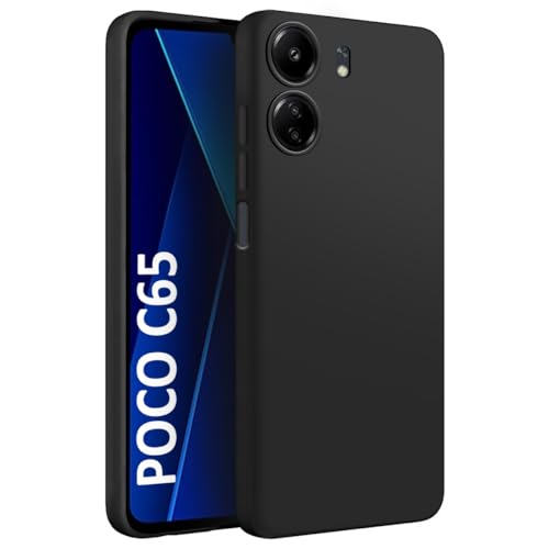 Fashionury Back Cover Case for Poco C65 4G | Matte Soft Silicon Flexible | Camera Bump Protection | All Side Shock Proof Rubberised Back Case Cover for Poco C65 4G (Black)- Best and cheap mobile covers in India