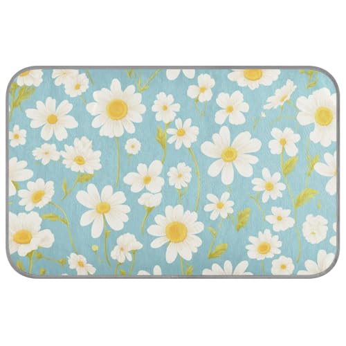 EtherSpher Blue White Daisy Summer cat Cooling pad Self Cooling cat beds for Indoor Cats for Cat's Indoors Comfy esterilla refrescante para Perros M