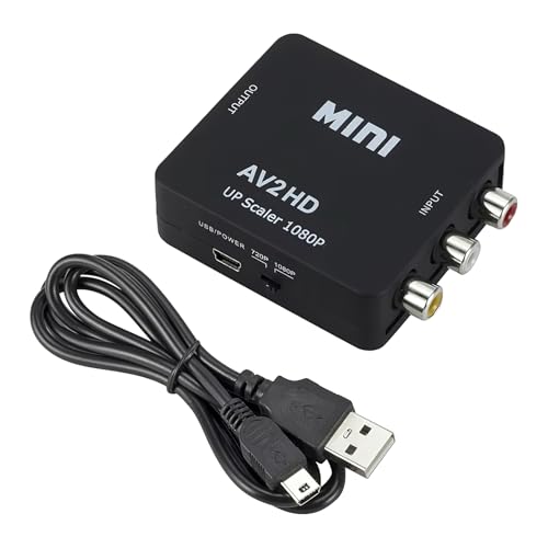 LLFYXM Av to HDMI Converter 1080p,RCA to HDMI Adapter with USB Power Cable, Smart Chip,Plug and Play Composite Video Audio Converter Compatible with Computers, Laptop, Xbox, PS4, TV and Other Devices