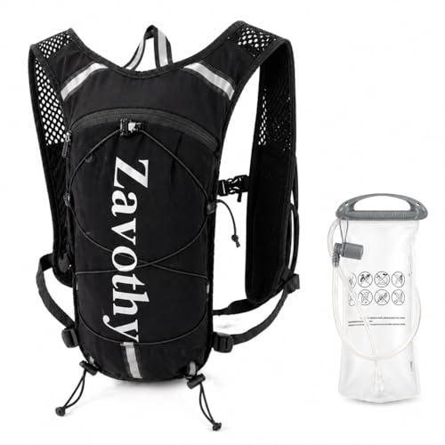 Zavothy Hydration Backpack with 1.5L Water Bladder, Lightweight Water Backpack for Women, Hydration Pack with Rain Cover for Running Hiking Cycling Festival, Reflective Bounce-Free Fit