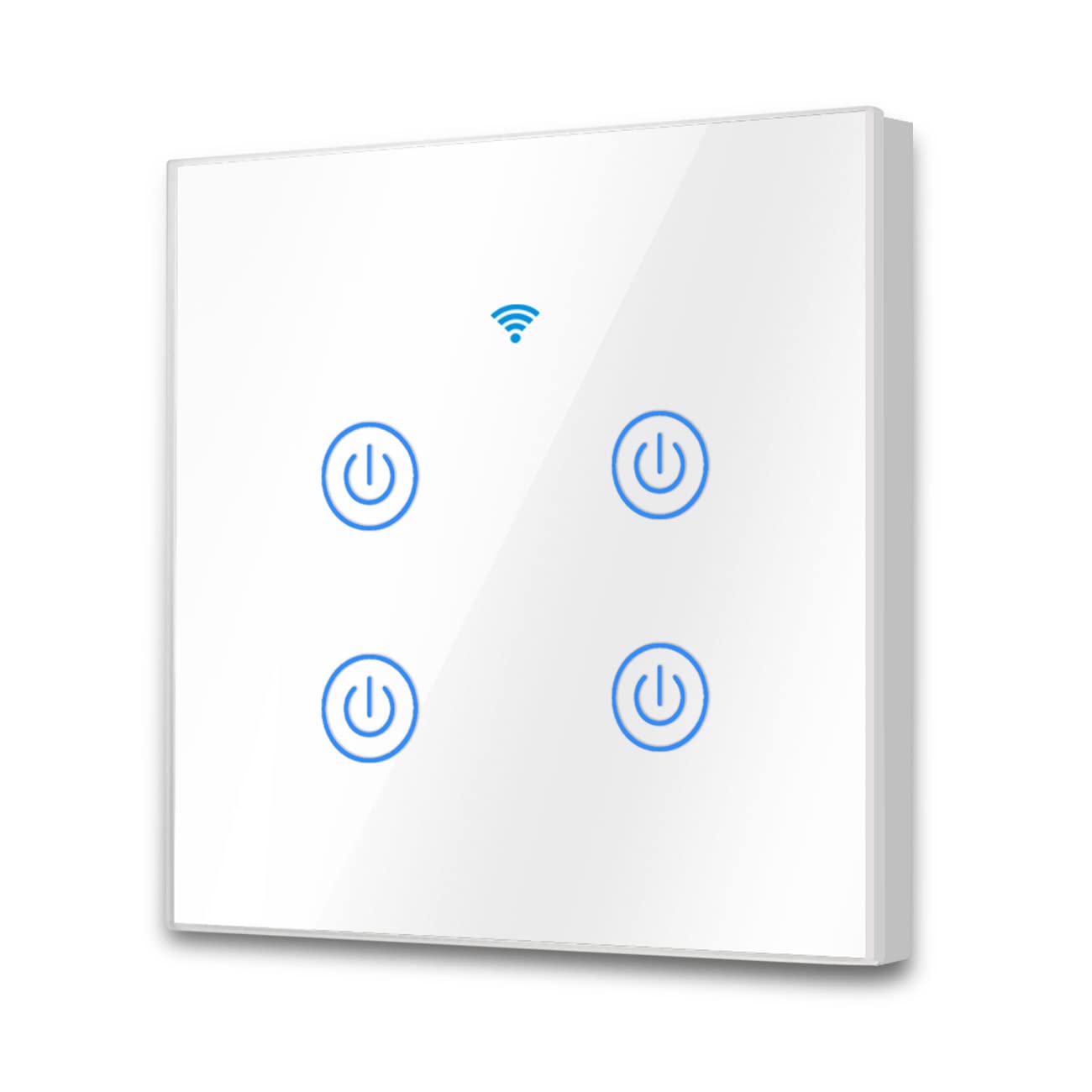 EXTRASTAR Interruptor de Pared Táctil Wi-Fi, 4 Vías, 4 Canales, Compatibilidad con asistentes inteligentes como Google Home y Amazon Alexa Se Requiere Cable Neutro Blanco