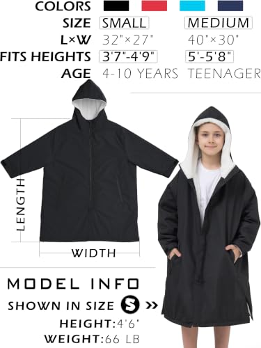 Image of Swim Parka Kids Windproof Sherpa-Lined Unisex Youth Robe Coat Warm Jacket