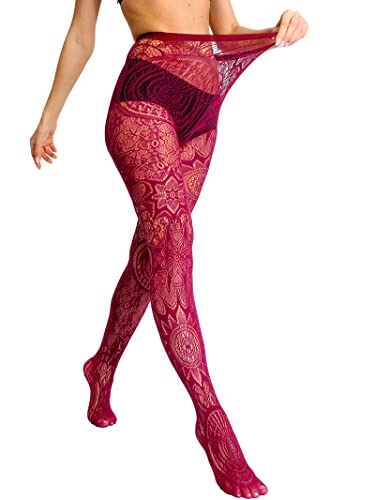 Image of HONENNA Patterned Fishnets Tights Black Pantyhose Stockings for Women, 1-6 Pairs