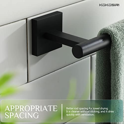 Image of KOKOSIRI Towel Bar Matte Black Bathroom Hardware Hand Towel Rails Wall Mounted Kitchen Toilet Cabinet Paper Holder 2 Pack, Stainless Steel B3008BK-P2