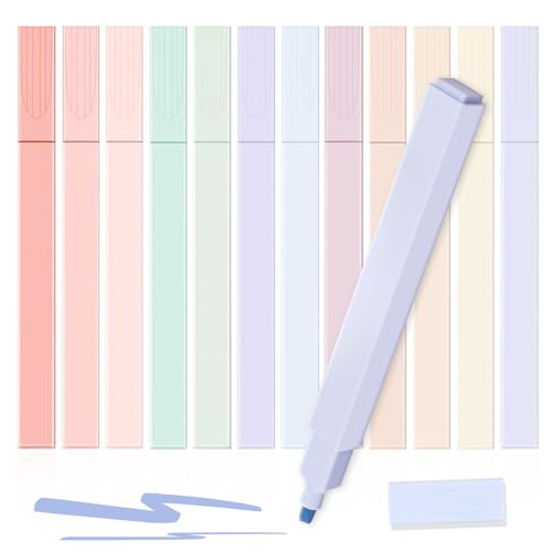 MUUZLL Belle et belle pastel Fluorescent set, couleur bonbons, différentes couleurs sans saignement, fluorescent avec pointe ciselée douce, stylos de différentes couleurs, 12PCS