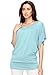 Lock and Love LL WT1038 Women's Versatile Casual Short Sleeve Dolman Top – Loose Fit V-Neck T-Shirt L Light_Blue